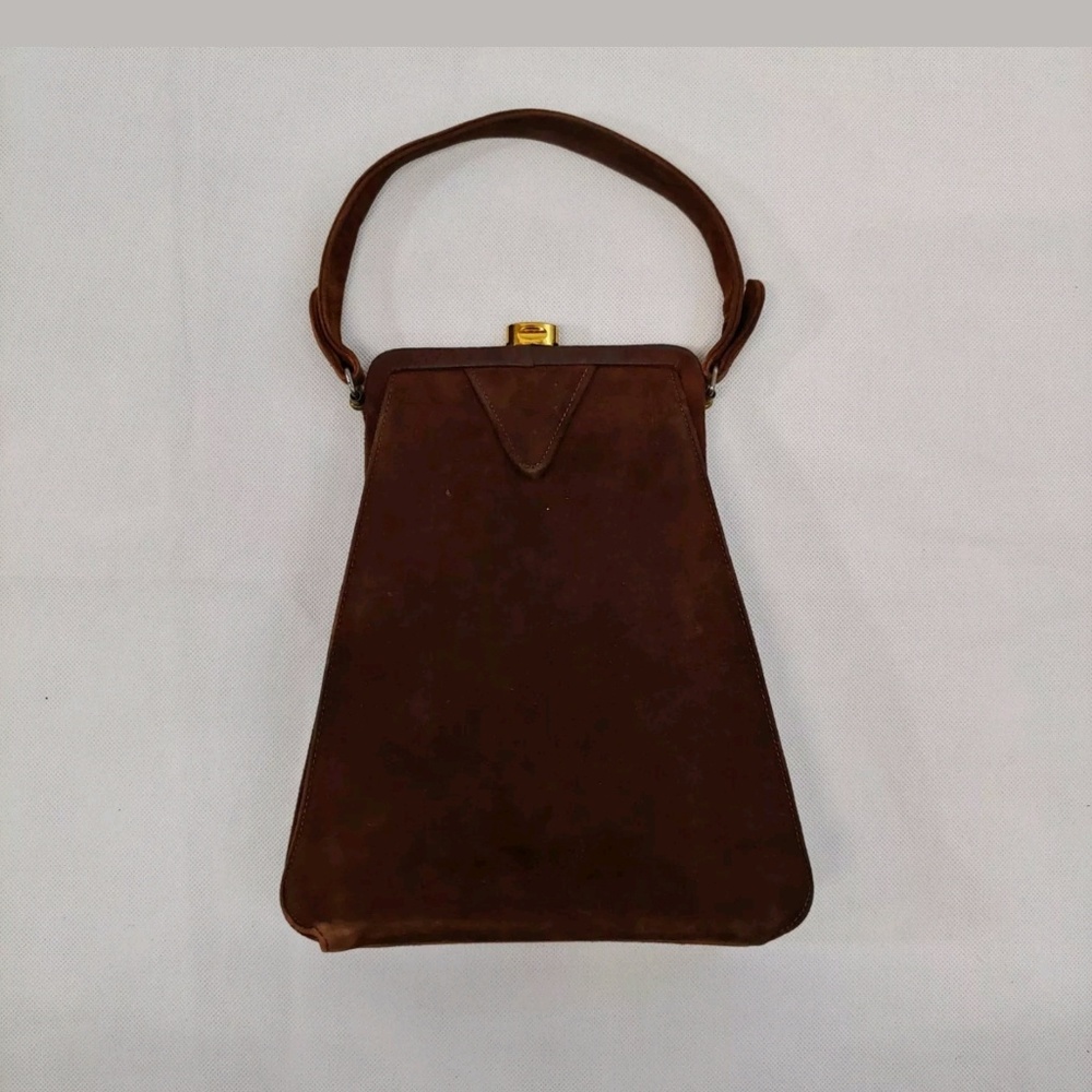 Vintage Art Deco Leather Suede Clutch Purse - Picture 2 of 8